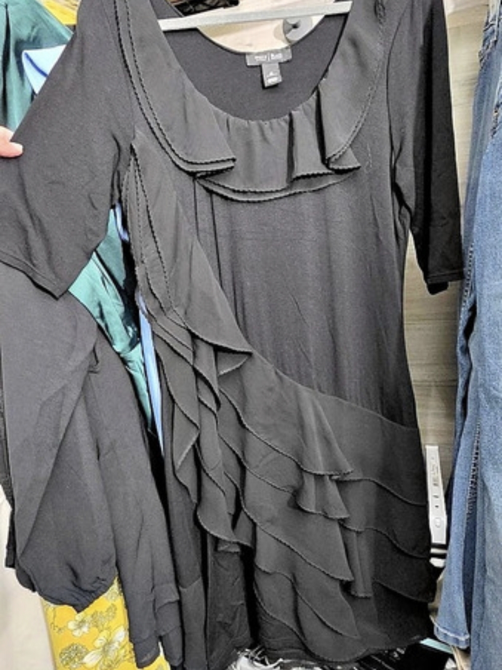 Mint Julep Black Ruffle Mini Dress Size Medium Like New